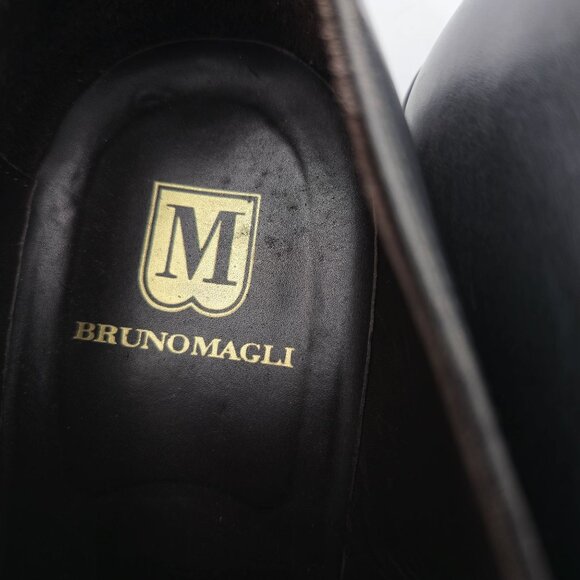 Bruno Magli Italy Gray Leather Double Monk Strap Loafers Men size 11 Dress Shoes